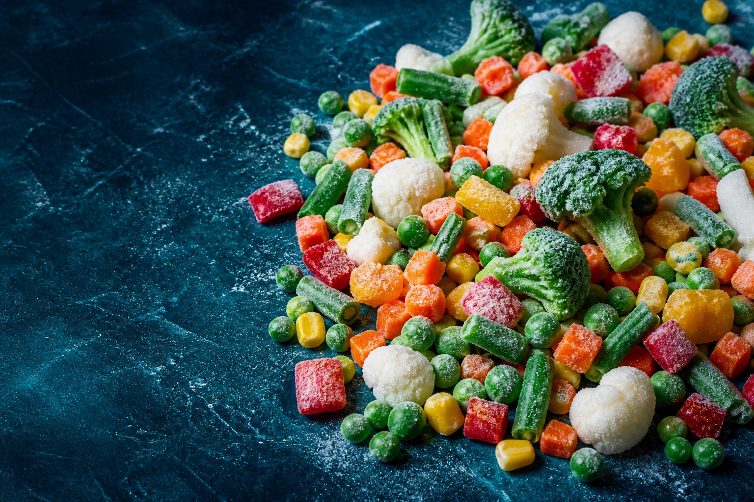 Frozen mixed vegetables with light frost